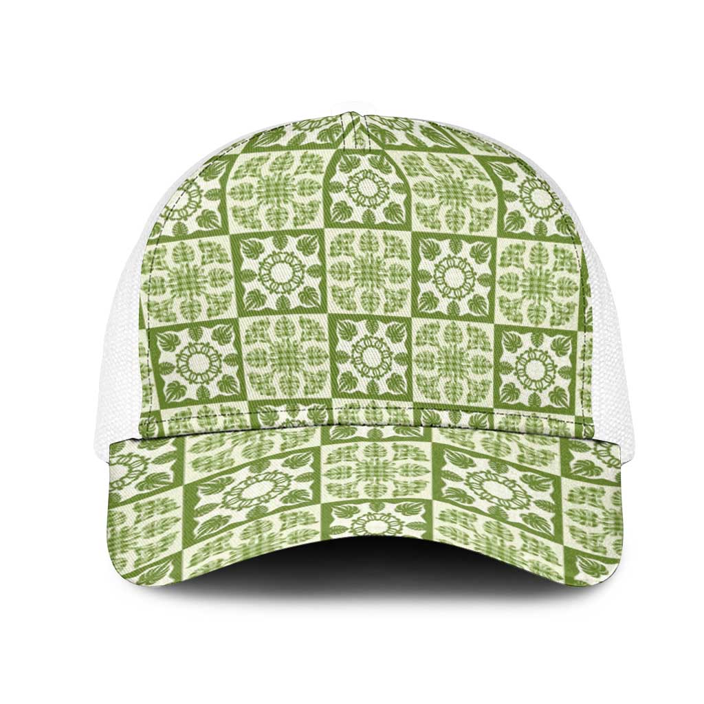 Omaomao Palaka Quilt Hawaii Mesh Trucker Cap Hawaiian Tropical Monstera Sea Turtle