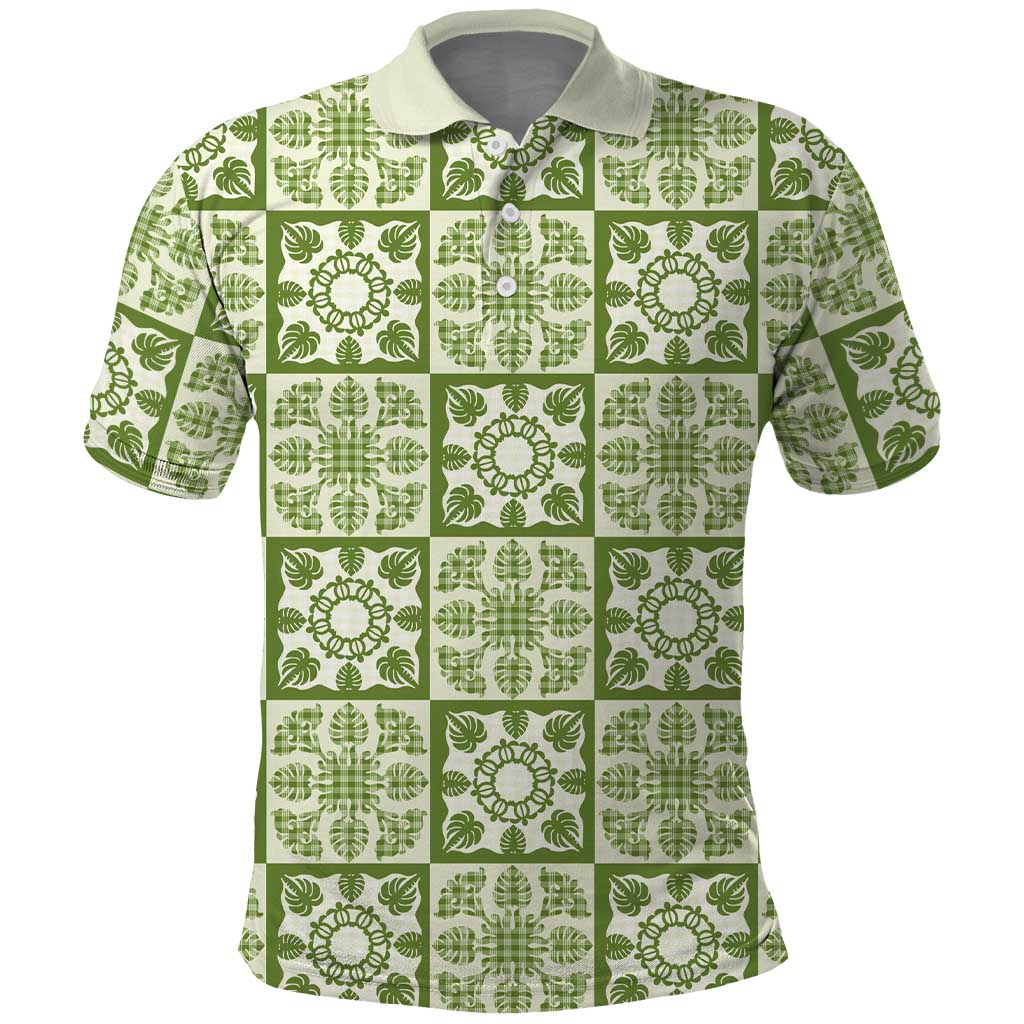 Omaomao Palaka Quilt Hawaii Polo Shirt Hawaiian Tropical Monstera Sea Turtle