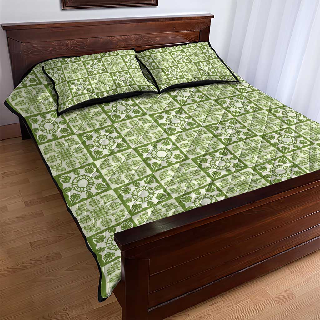 Omaomao Palaka Quilt Hawaii Quilt Bed Set Hawaiian Tropical Monstera Sea Turtle