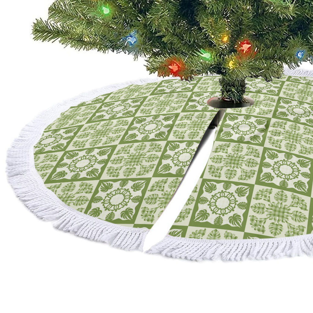 Omaomao Palaka Quilt Hawaii Tree Skirt Hawaiian Tropical Monstera Sea Turtle
