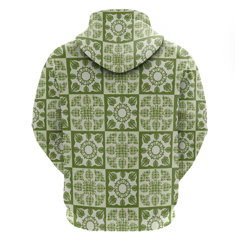Omaomao Palaka Quilt Hawaii Zip Hoodie Hawaiian Tropical Monstera Sea Turtle