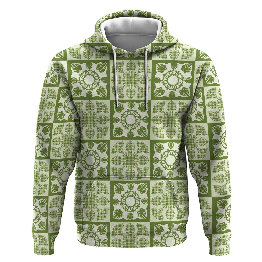 Omaomao Palaka Quilt Hawaii Zip Hoodie Hawaiian Tropical Monstera Sea Turtle
