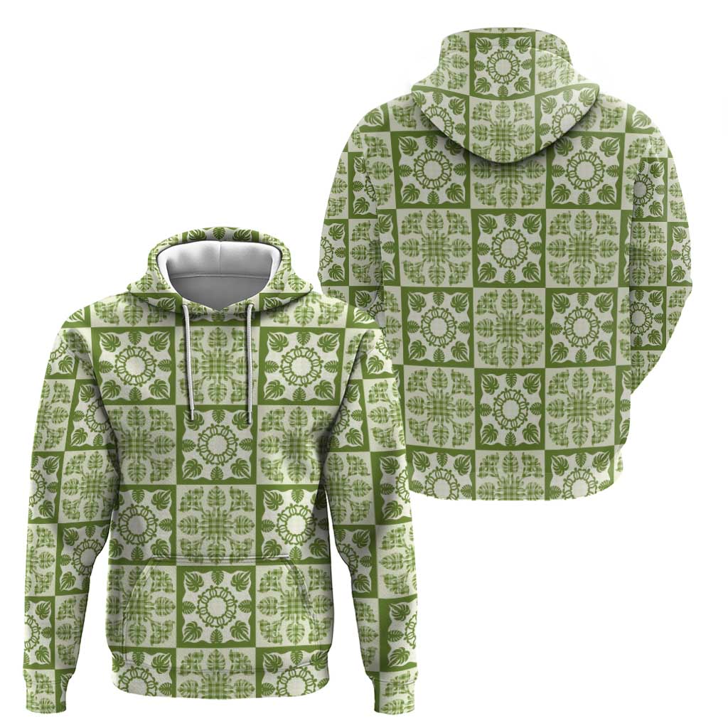 Omaomao Palaka Quilt Hawaii Zip Hoodie Hawaiian Tropical Monstera Sea Turtle