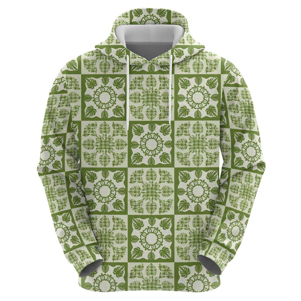 Omaomao Palaka Quilt Hawaii Zip Hoodie Hawaiian Tropical Monstera Sea Turtle