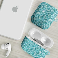 Cyan Palaka Quilt Hawaii AirPods Case Hawaiian Tropical Monstera Sea Turtle