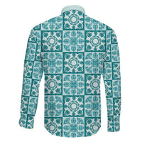 Cyan Palaka Quilt Hawaii Family Matching Summer Maxi Dress and Hawaiian Shirt Hawaiian Tropical Monstera Sea Turtle