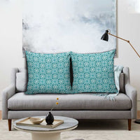 Cyan Palaka Quilt Hawaii Pillow Cover Hawaiian Tropical Monstera Sea Turtle LT14 - Polynesian Pride