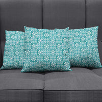 Cyan Palaka Quilt Hawaii Pillow Cover Hawaiian Tropical Monstera Sea Turtle LT14 - Polynesian Pride
