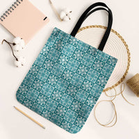 Cyan Palaka Quilt Hawaii Tote Bag Hawaiian Tropical Monstera Sea Turtle LT14 Black Strap One Size Cyan - Polynesian Pride