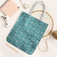 Cyan Palaka Quilt Hawaii Tote Bag Hawaiian Tropical Monstera Sea Turtle LT14 White Strap One Size Cyan - Polynesian Pride