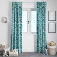 Cyan Palaka Quilt Hawaii Window Curtain Hawaiian Tropical Monstera Sea Turtle