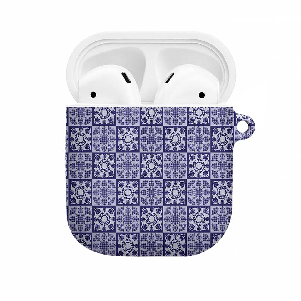 Polu Palaka Quilt Hawaii AirPods Case Hawaiian Tropical Monstera Sea Turtle LT14 Blue - Polynesian Pride