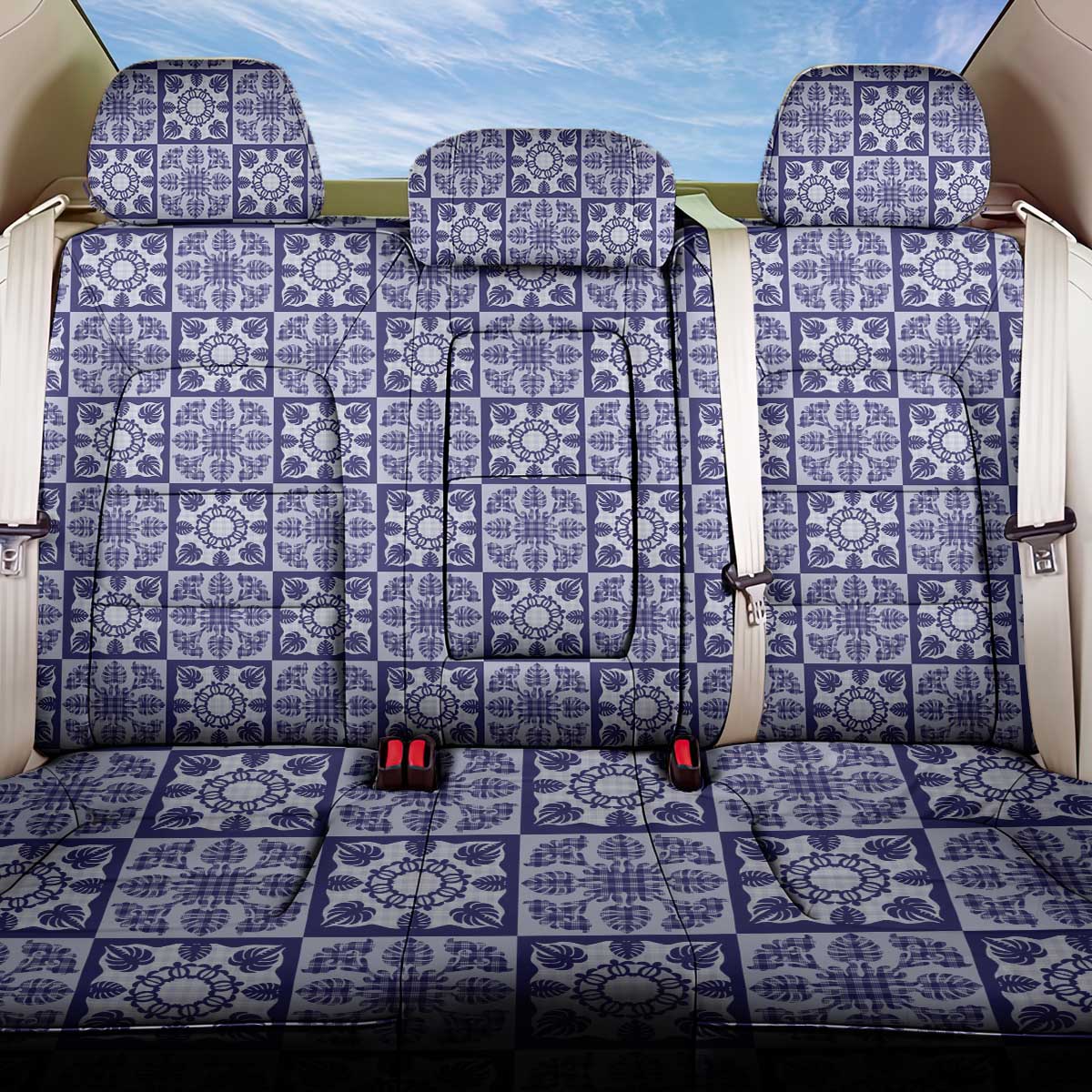 Polu Palaka Quilt Hawaii Back Car Seat Cover Hawaiian Tropical Monstera Sea Turtle