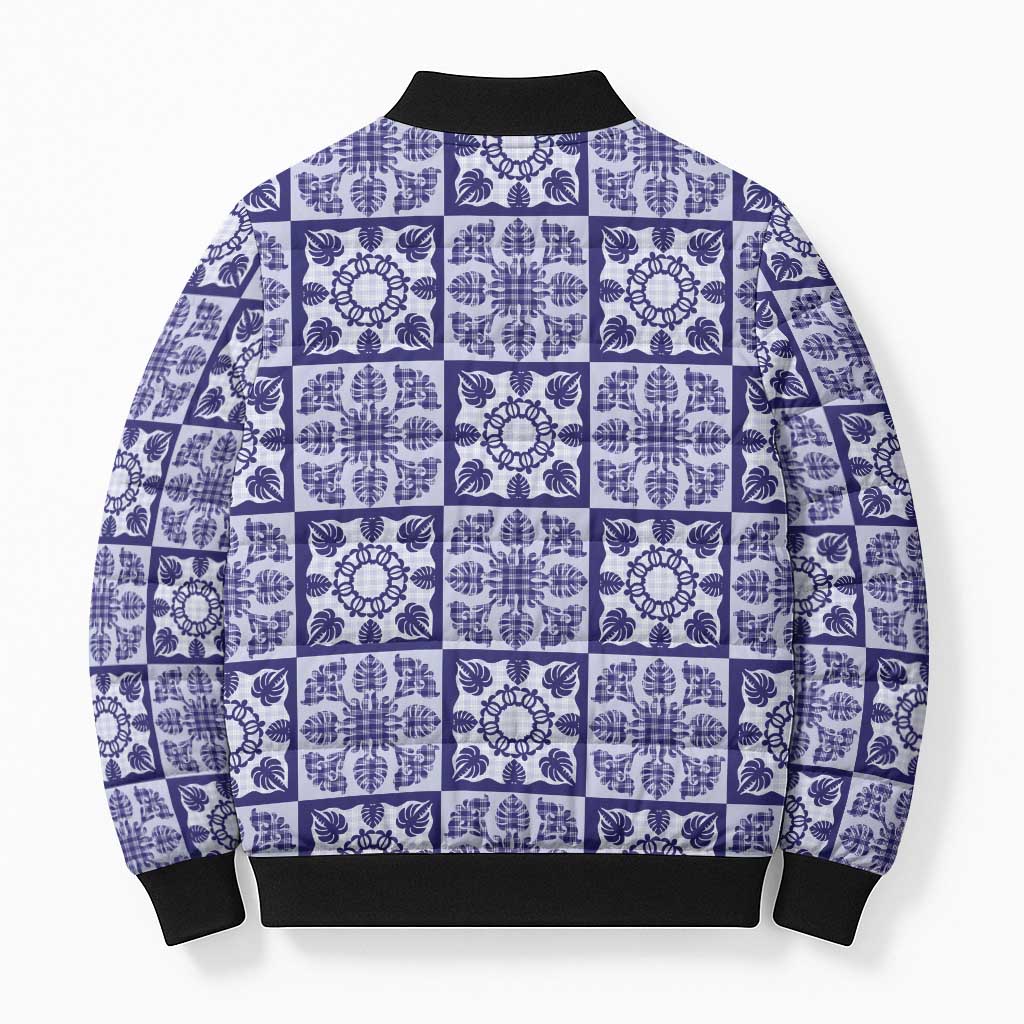 Polu Palaka Quilt Hawaii Bomber Puffer Jacket Hawaiian Tropical Monstera Sea Turtle