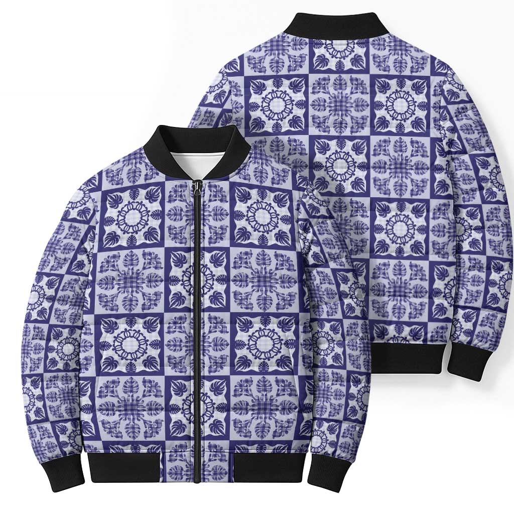 Polu Palaka Quilt Hawaii Bomber Puffer Jacket Hawaiian Tropical Monstera Sea Turtle