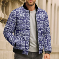 Polu Palaka Quilt Hawaii Bomber Puffer Jacket Hawaiian Tropical Monstera Sea Turtle