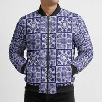 Polu Palaka Quilt Hawaii Bomber Puffer Jacket Hawaiian Tropical Monstera Sea Turtle