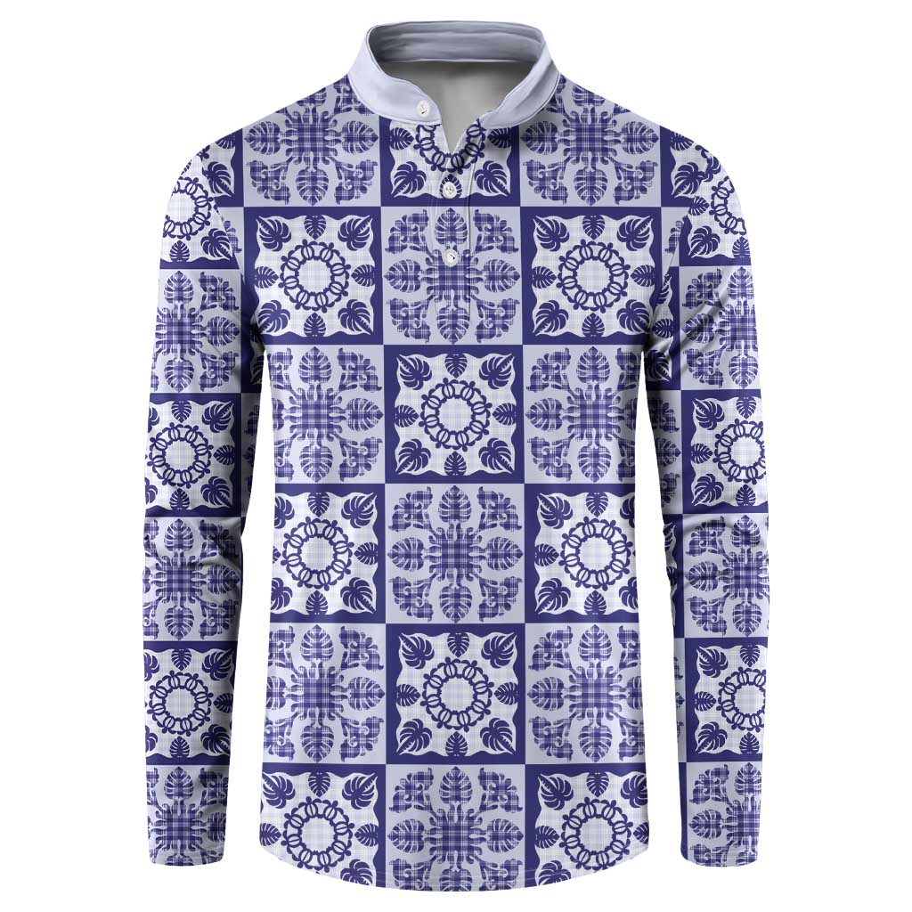 Polu Palaka Quilt Hawaii Button Sweatshirt Hawaiian Tropical Monstera Sea Turtle