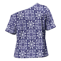 Polu Palaka Quilt Hawaii Cross Shoulder Shirt Hawaiian Tropical Monstera Sea Turtle