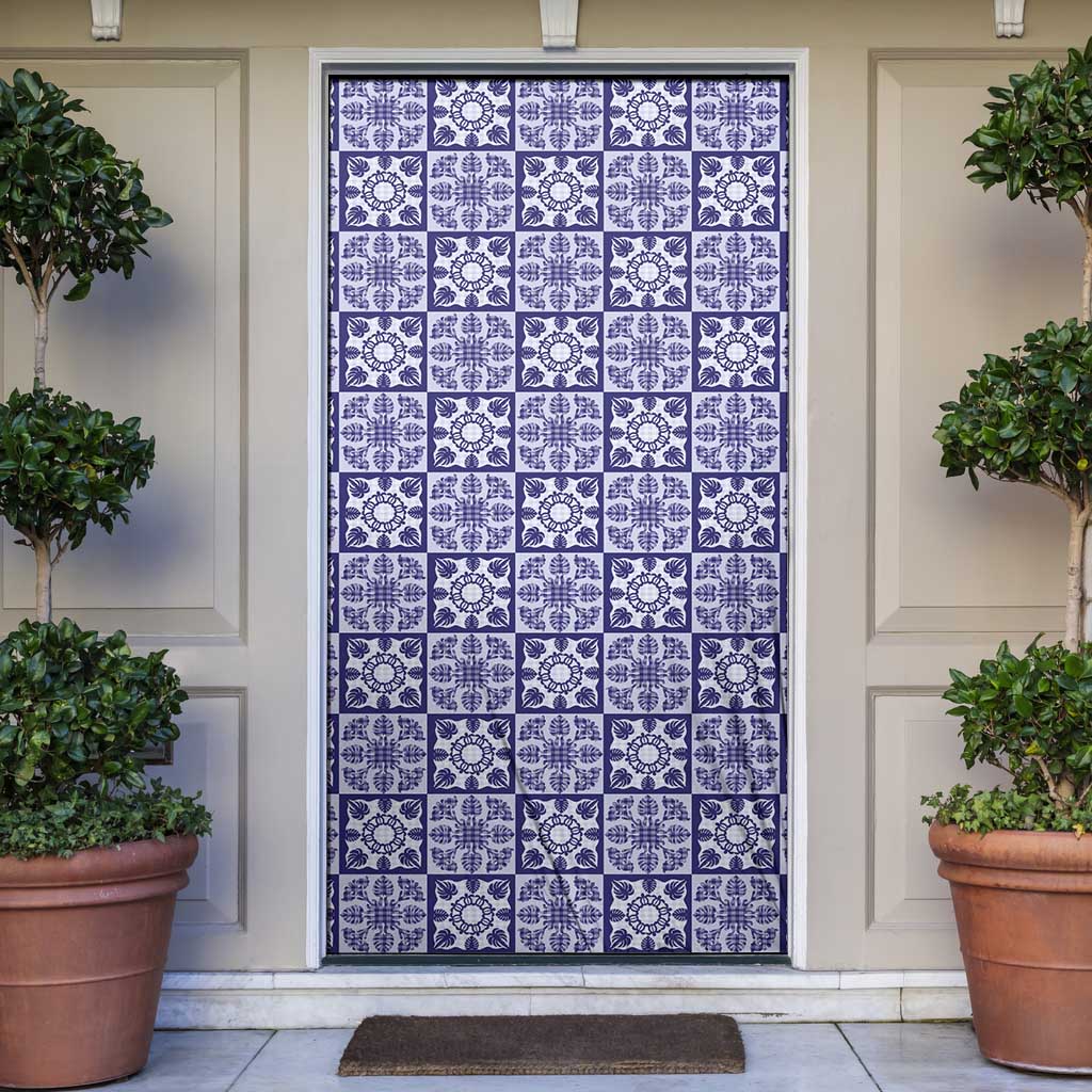 Polu Palaka Quilt Hawaii Door Cover Hawaiian Tropical Monstera Sea Turtle