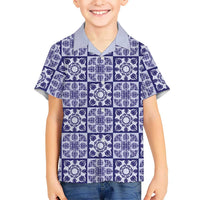Polu Palaka Quilt Hawaii Family Matching Summer Maxi Dress and Hawaiian Shirt Hawaiian Tropical Monstera Sea Turtle LT14 Son's Shirt Blue - Polynesian Pride