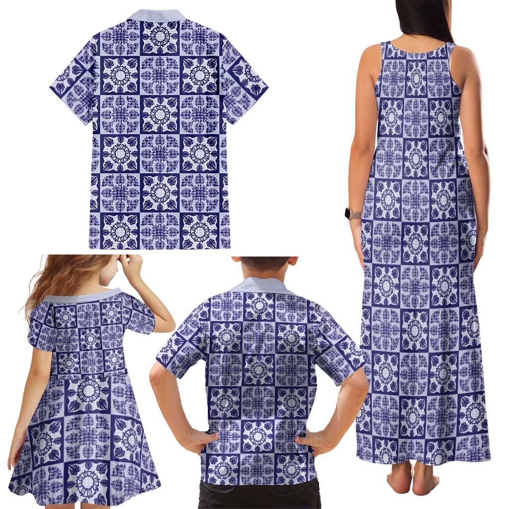 Polu Palaka Quilt Hawaii Family Matching Tank Maxi Dress and Hawaiian Shirt Hawaiian Tropical Monstera Sea Turtle