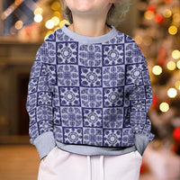 Polu Palaka Quilt Hawaii Kid Ugly Christmas Sweater Hawaiian Tropical Monstera Sea Turtle