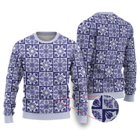 Polu Palaka Quilt Hawaii Ugly Christmas Sweater Hawaiian Tropical Monstera Sea Turtle