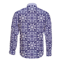 Polu Palaka Quilt Hawaii Long Sleeve Button Shirt Hawaiian Tropical Monstera Sea Turtle