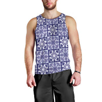 Polu Palaka Quilt Hawaii Men Tank Top Hawaiian Tropical Monstera Sea Turtle LT14 - Polynesian Pride