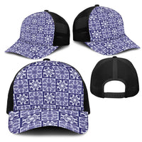 Polu Palaka Quilt Hawaii Mesh Trucker Cap Hawaiian Tropical Monstera Sea Turtle LT14 - Polynesian Pride