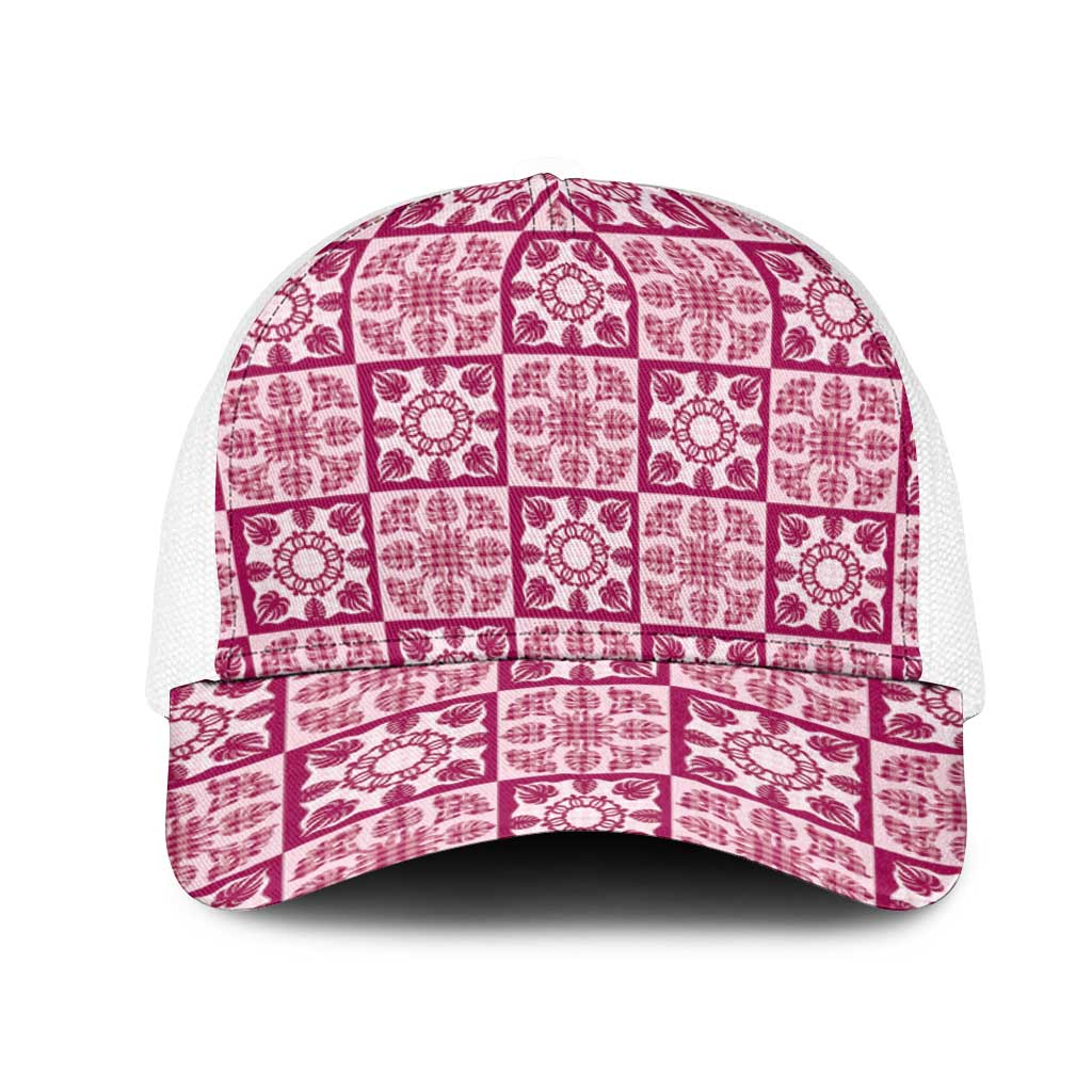 Akala Palaka Quilt Hawaii Mesh Trucker Cap Hawaiian Tropical Monstera Sea Turtle