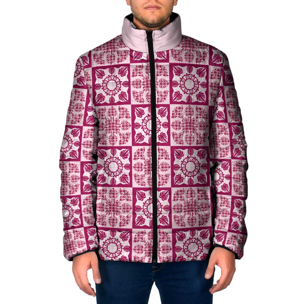 Akala Palaka Quilt Hawaii Padded Jacket Hawaiian Tropical Monstera Sea Turtle