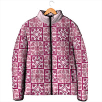 Akala Palaka Quilt Hawaii Padded Jacket Hawaiian Tropical Monstera Sea Turtle