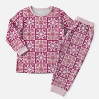 Akala Palaka Quilt Hawaii Christmas Pajama Set Hawaiian Tropical Monstera Sea Turtle