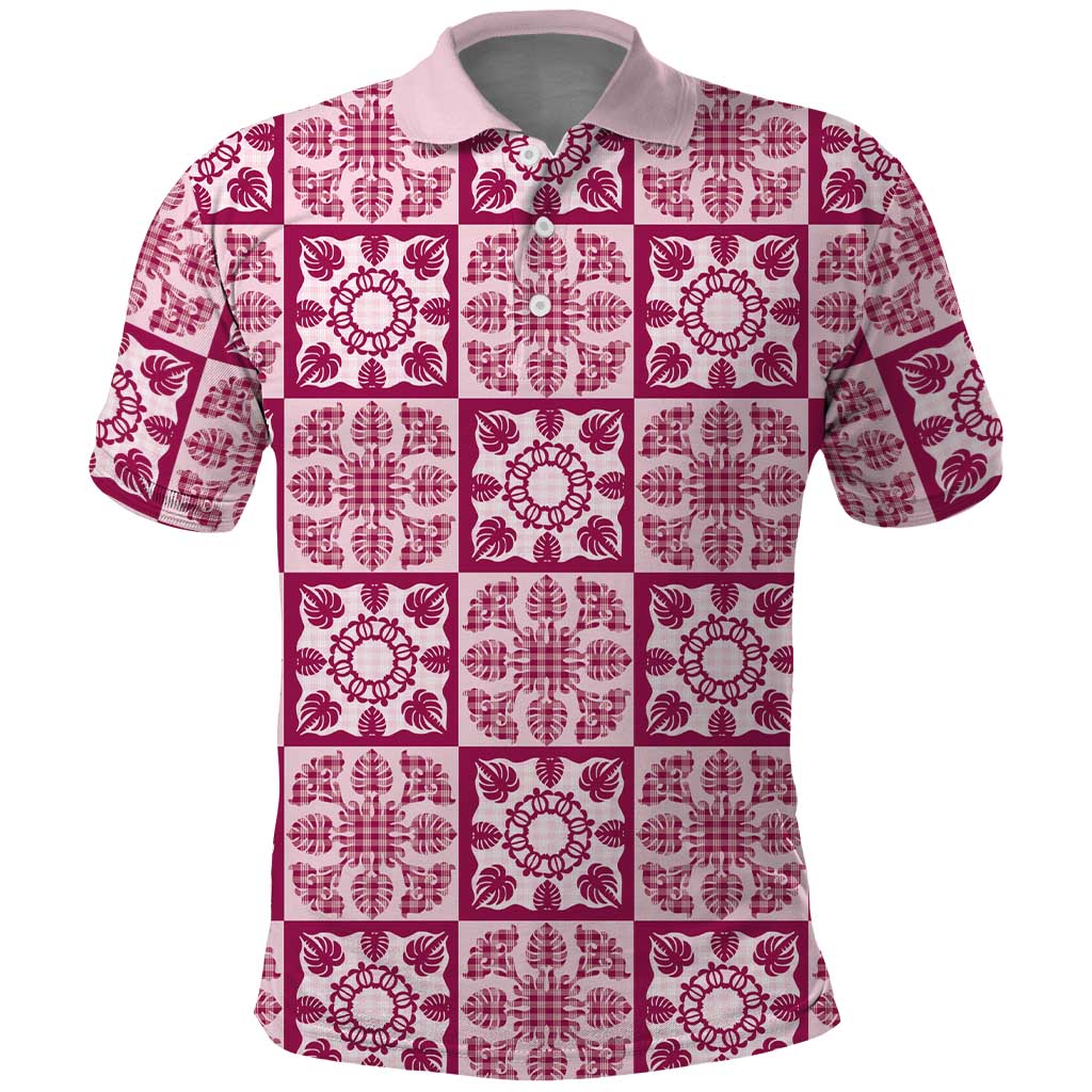 Akala Palaka Quilt Hawaii Polo Shirt Hawaiian Tropical Monstera Sea Turtle