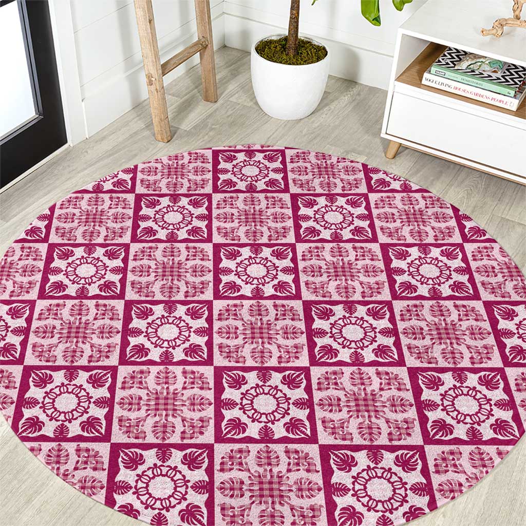 Akala Palaka Quilt Hawaii Round Carpet Hawaiian Tropical Monstera Sea Turtle