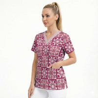 Akala Palaka Quilt Hawaii Scrub Top Hawaiian Tropical Monstera Sea Turtle