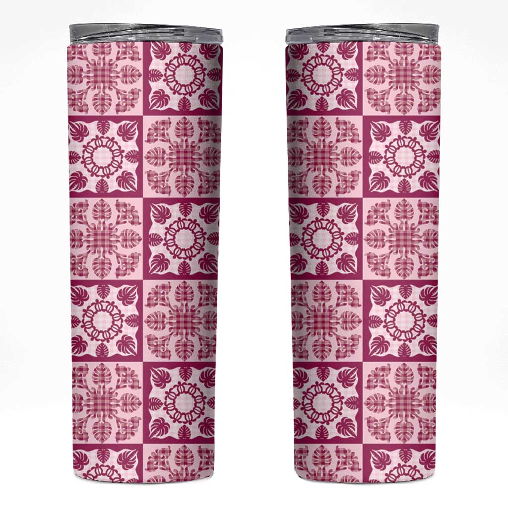 Akala Palaka Quilt Hawaii Skinny Tumbler Hawaiian Tropical Monstera Sea Turtle