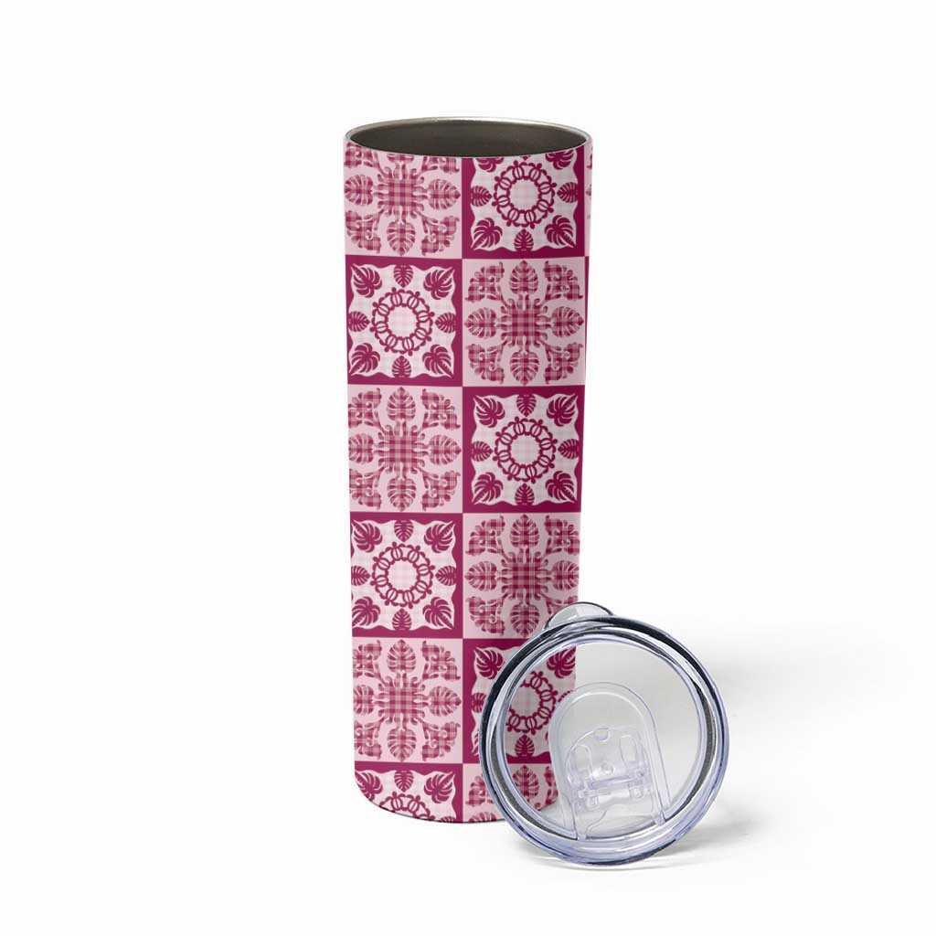 Akala Palaka Quilt Hawaii Skinny Tumbler Hawaiian Tropical Monstera Sea Turtle