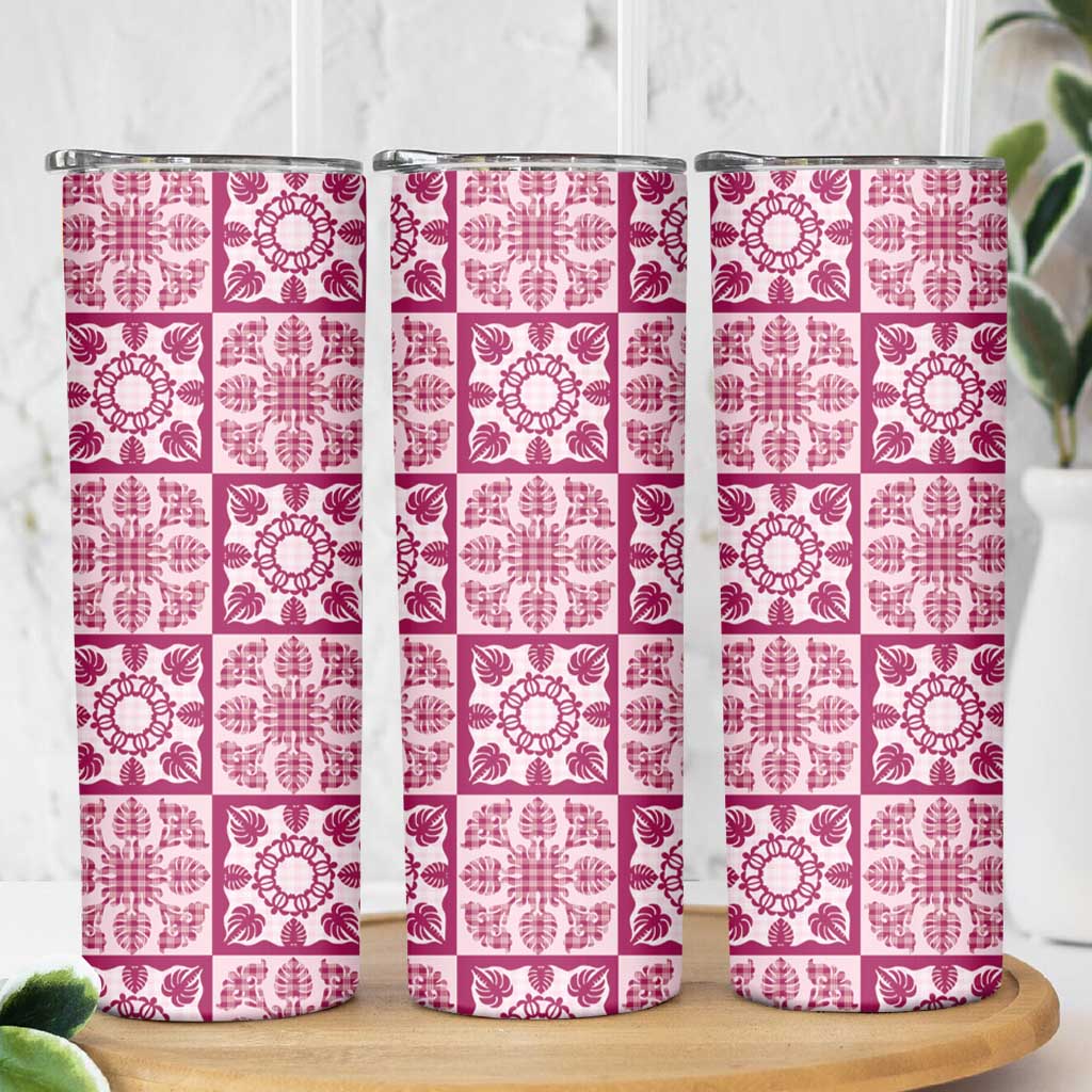 Akala Palaka Quilt Hawaii Skinny Tumbler Hawaiian Tropical Monstera Sea Turtle