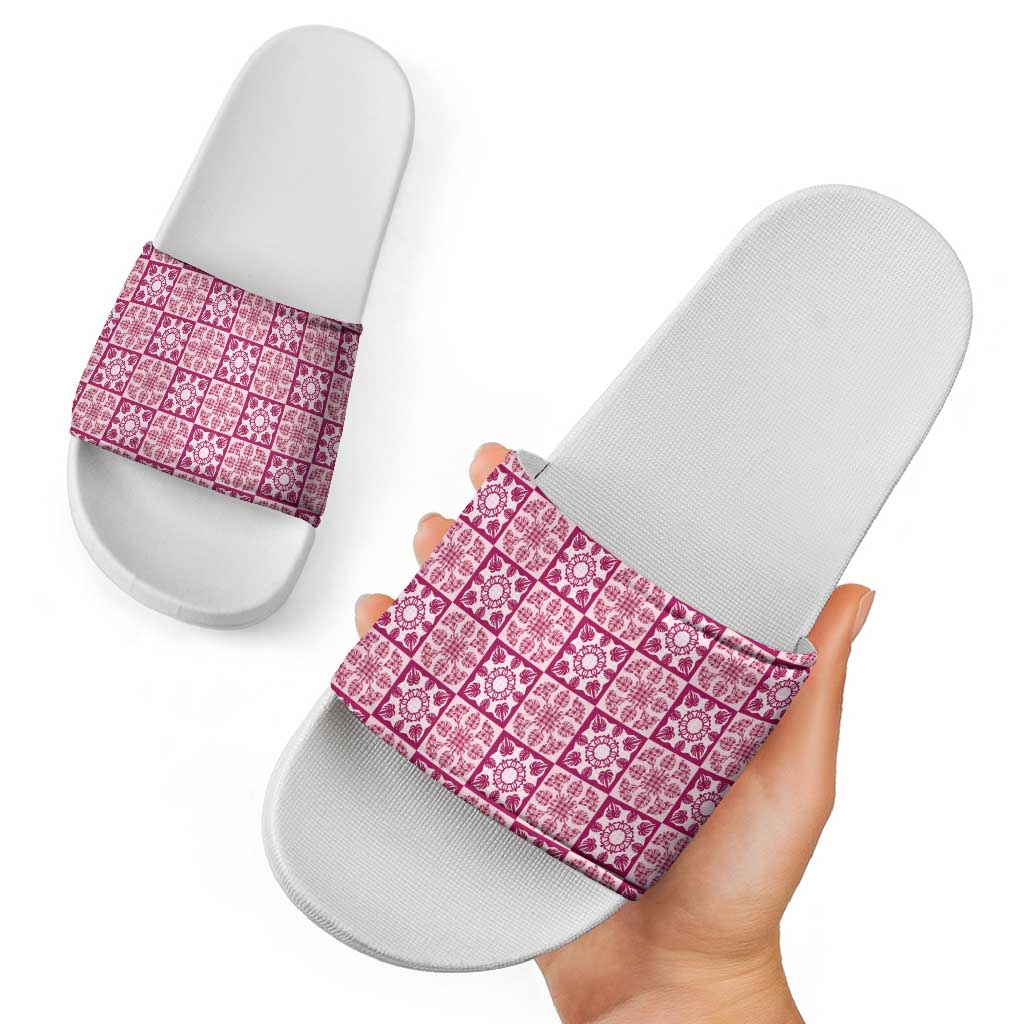 Akala Palaka Quilt Hawaii Slide Sandals Hawaiian Tropical Monstera Sea Turtle LT14 - Polynesian Pride
