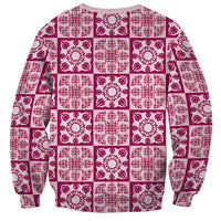 Akala Palaka Quilt Hawaii Sweatshirt Hawaiian Tropical Monstera Sea Turtle