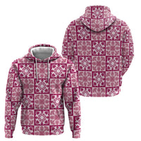 Akala Palaka Quilt Hawaii Zip Hoodie Hawaiian Tropical Monstera Sea Turtle LT14 - Polynesian Pride