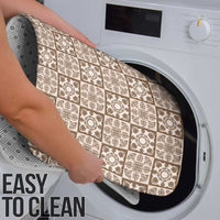 Beige Palaka Quilt Hawaii Bathroom Set Hawaiian Tropical Monstera Sea Turtle