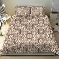 Beige Palaka Quilt Hawaii Bedding Set Hawaiian Tropical Monstera Sea Turtle
