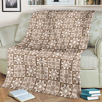 Beige Palaka Quilt Hawaii Blanket Hawaiian Tropical Monstera Sea Turtle