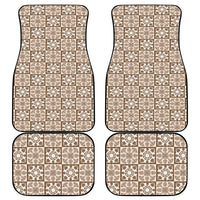 Beige Palaka Quilt Hawaii Car Mats Hawaiian Tropical Monstera Sea Turtle