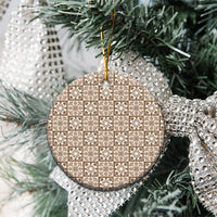 Beige Palaka Quilt Hawaii Ceramic Ornament Hawaiian Tropical Monstera Sea Turtle