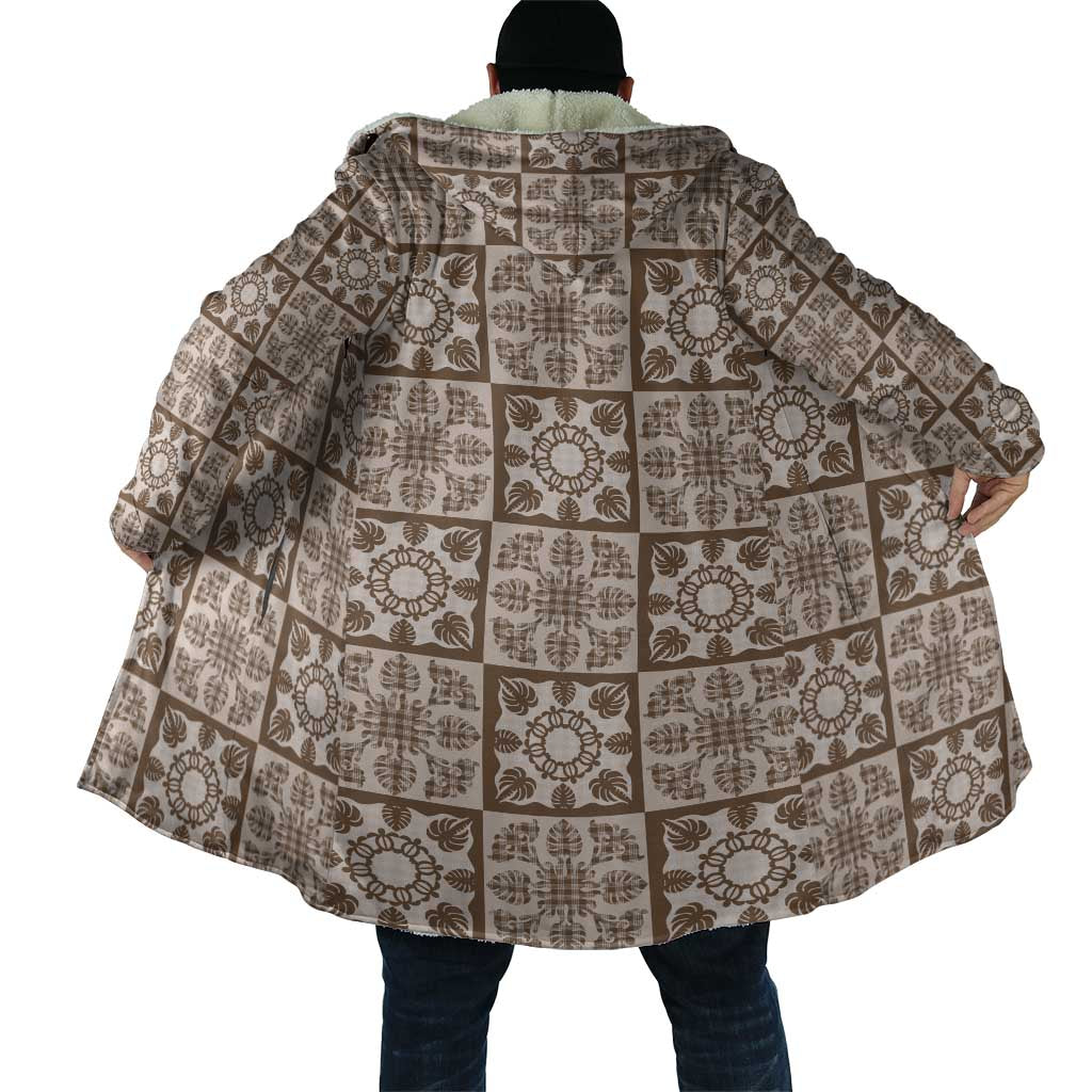 Beige Palaka Quilt Hawaii Cloak Hawaiian Tropical Monstera Sea Turtle LT14 - Polynesian Pride